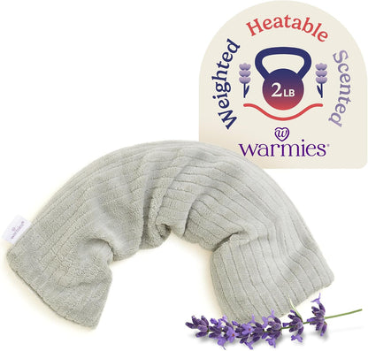 warmies Hot-Pak Microwavable Neck Wrap - Soothing Warm Compress with Scented Lavender - Cooling Neck Warmer for Relaxation - Microwave Heating Pad for Aches & Pains - Gray, Soft Cord, Pack of 1