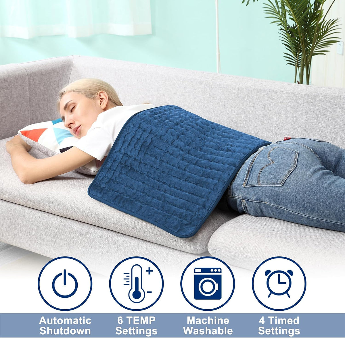 Electric Heating pad for Back Neck Shoulder Knee Arms Legs- Electric Heat Pads with 6 Heat Settings & Auto Shut Off Heat Heating Pad for Birthday Mother Father Girl Men Women