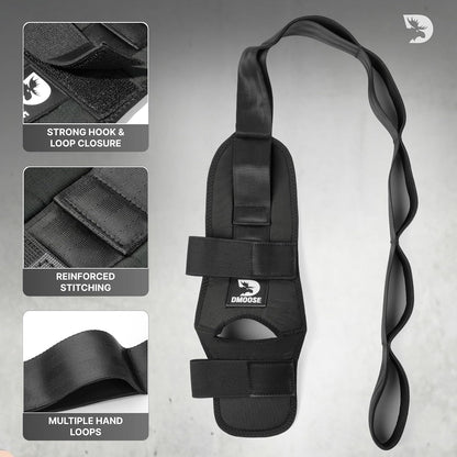 DMoose Fitness Foot & Calf Stretcher with Adjustable Padded Stretching Strap for Plantar Fasciitis, Hamstring, Heel Spurs and Achilles Tendonitis Relief - Yoga Leg Stretch Strap for Flexibility