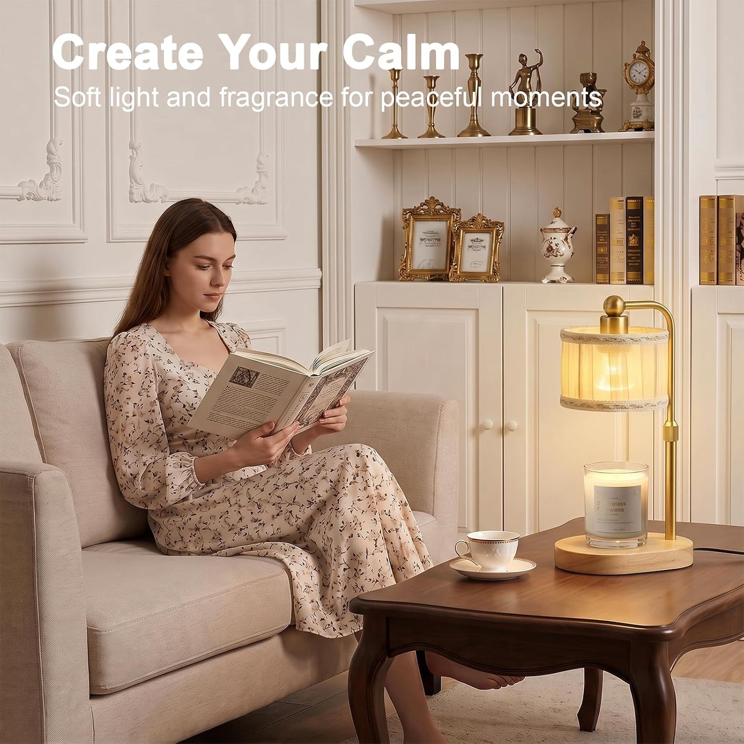 Candle Warmer Lamp with Timer, Modern Golden Candle Warmer for jar Candles, Electric Wax Warmer, Includes 2 Bulbs, Birthday Gift for Women, Mom, Housewarming