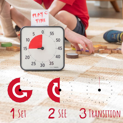TIME TIMER 12 inch Visual Timer 60 Minute Kids Desk Countdown Clock with Dry Erase Activity Card, Also Magnetic for Classroom, Homeschooling Study Tool, Task Reminder, Home and Kitchen Timer