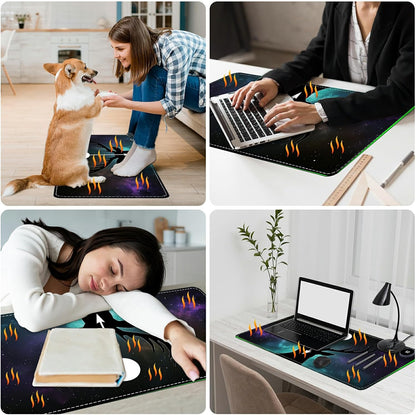 Heated Desk Pad Heated Large Mouse Pad, Electric Quickly Warm Desk Mat with 3 Levels Heating 3 Hours Auto Shut-Off, 31.5" x 13" Warm Gaming Mousepad Hand Foot Warmer, Baby Elephant