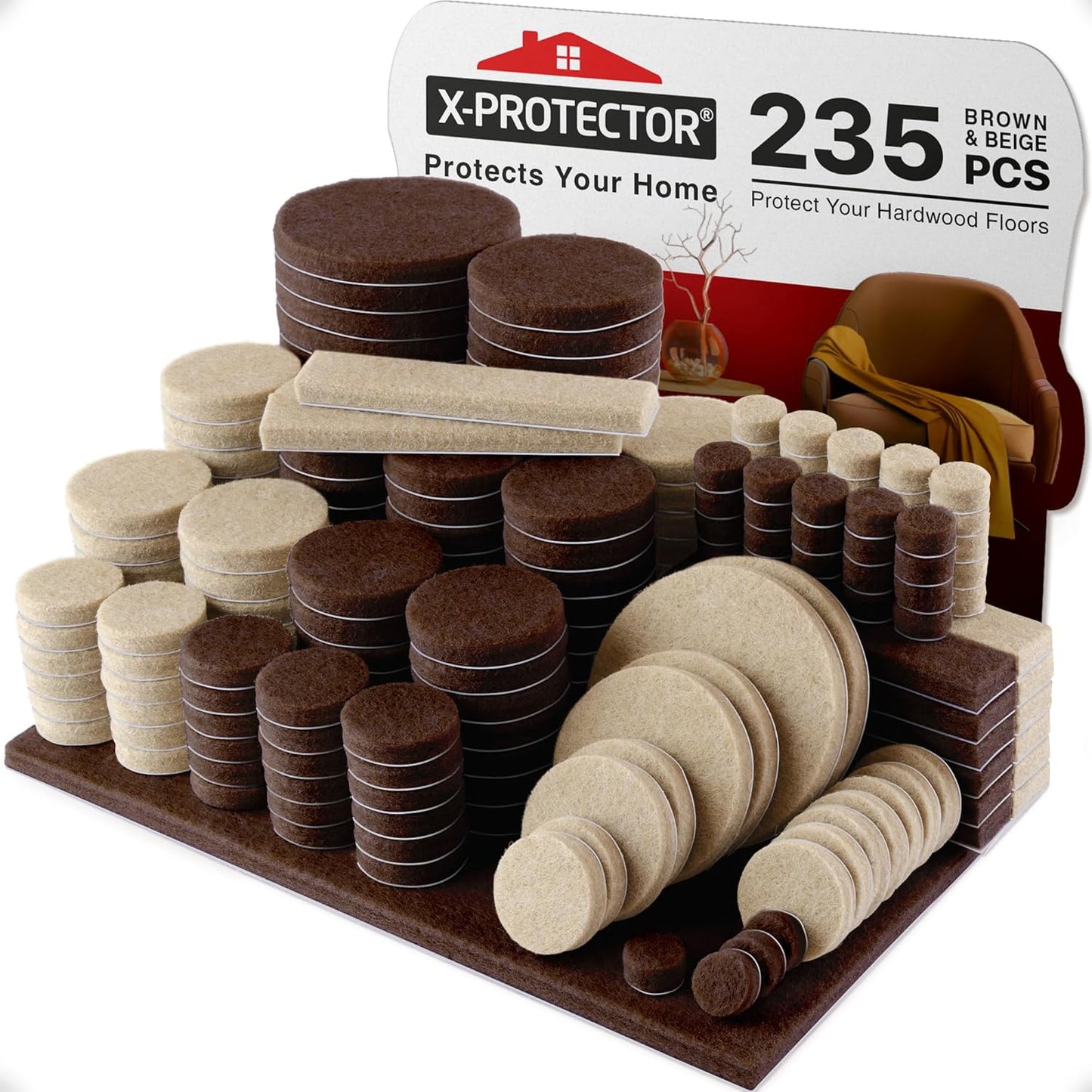 Felt Furniture Pads X-PROTECTOR 235 PCS Premium Furniture Pads - Felt Pads Furniture Feet Best Wood Floor Protectors - Protect Your Hardwood & Laminate Flooring! | Furniture Feet Best Wood Floor Protectors - Protect Your Hardwood & Laminate Flooring!