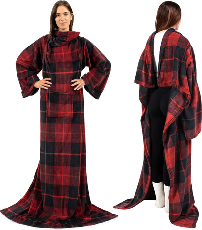 PAVILIA Wearable Blanket with Sleeves for Adult Women Men, Cozy Fleece Warm Wrap Throw with Arms, Gifts for Christmas, Wife