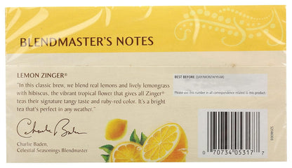 Celestial Seasonings Raspberry Zinger Herbal Tea, Caffeine Free, 20 Tea Bags Box