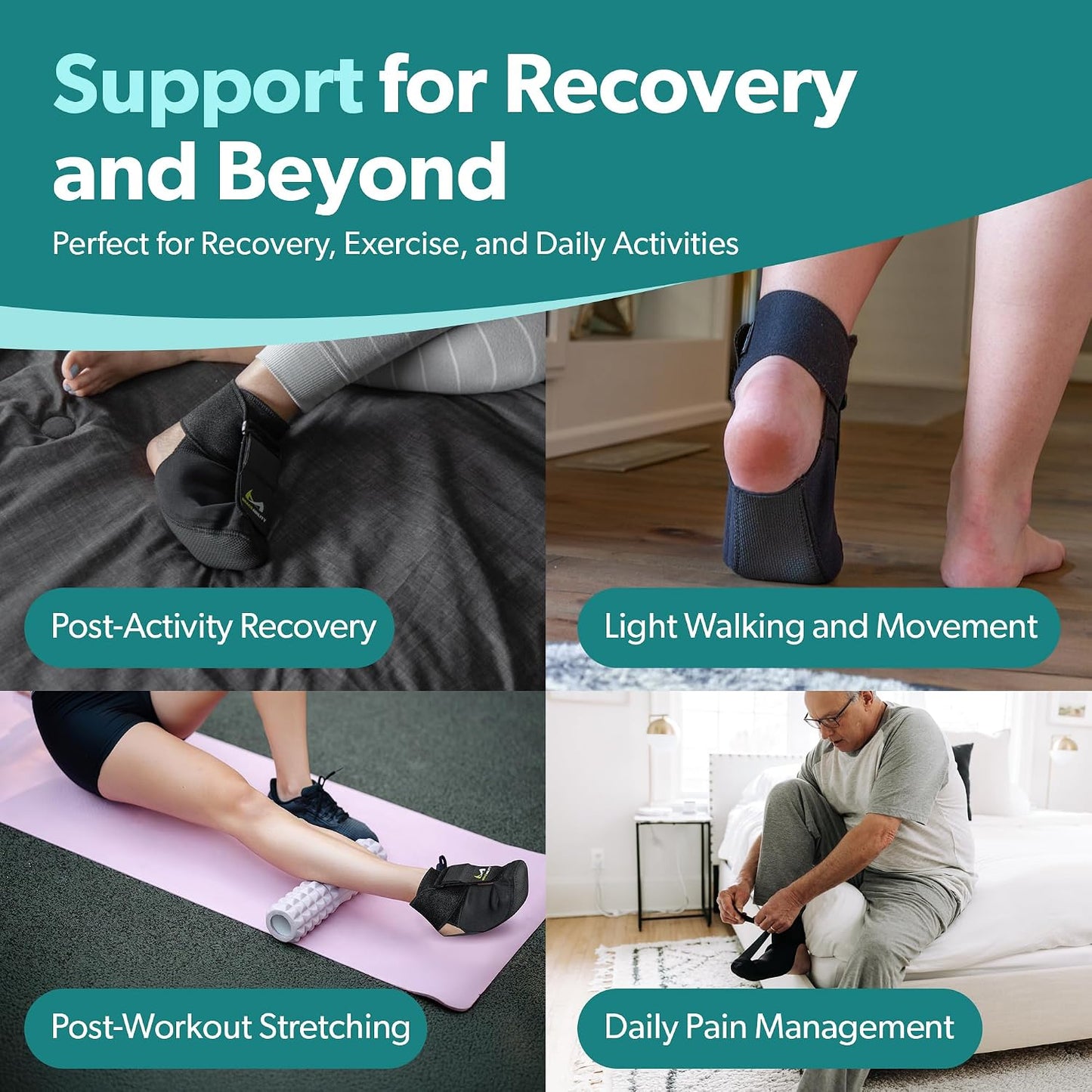 BraceAbility Plantar Fasciitis Night Splint Sock - Plantar Fascia Boot for Sleeping, Achilles Tendonitis Relief, Foot Drop, Heel Pain - Planter Facetious Brace for Women and Men - Gray (L)