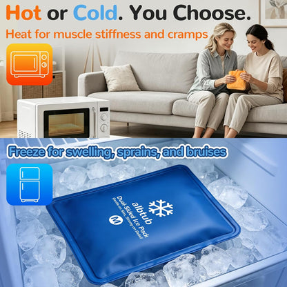 Hands-Free Ice Pack for Injuries Reusable, 10"×16" Flexible Cold Therapy