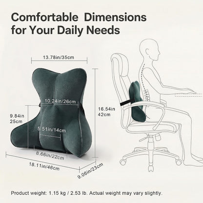 Back Pillow for Couch and Recliner, Lumbar Support Pillow for Sofa Sitting, Back Support Cushion for Office Chair, Ergonomic Back Cushion for Sitting Comfort, Slate Blue