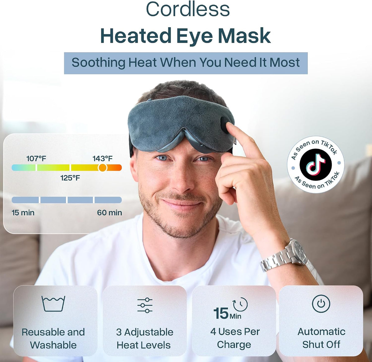 MyHalos Cordless Heated Eye Mask, Rechargeable Warm Compress for Dry Eyes