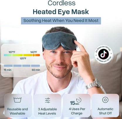 MyHalos Cordless Heated Eye Mask, Rechargeable Warm Compress for Dry Eyes