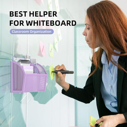 3-Grid Magnetic Pencil Holder, Strong Magnet Locker Organizer, Black | Mesh Magnetic Shelf, Marker Holder Perfect for Whiteboard, Refrigerator and Locker Accessories