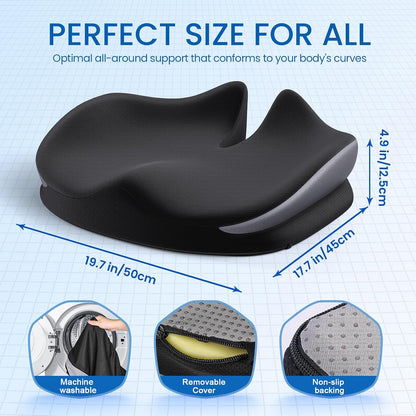 Benazcap Memory Foam Seat Cushion, Ergonomic Office Chair Cushion | Memory foam cushion relieves pressure and supports tailbone comfort for office chairs, cars, wheelchairs and home use.