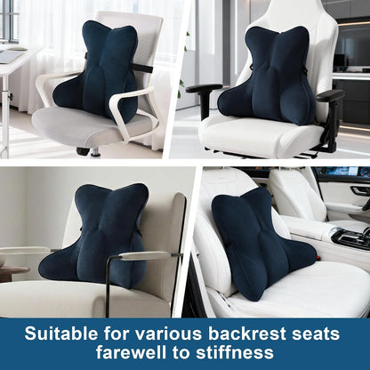 Lumbar Support Pillow(Pat. Pend) – Multi-Functional Ergonomic Back Cushion for Sofa Chair, Car Seat & Sofa, Reading Pillow with Firm Multi-Zone Support to Relieve Lower Back Pain, Misty White