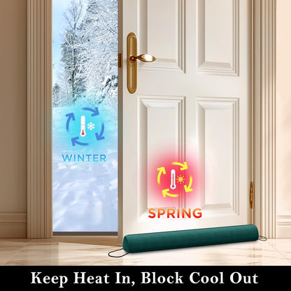 Door Draft Stopper with Removable Washable Cover, 38", Black | Weighted Gap Filler, Blocks Hot and Cold Air, All-Season Seal, Easy Install, Noise & Wind Blocker, Home Essentials