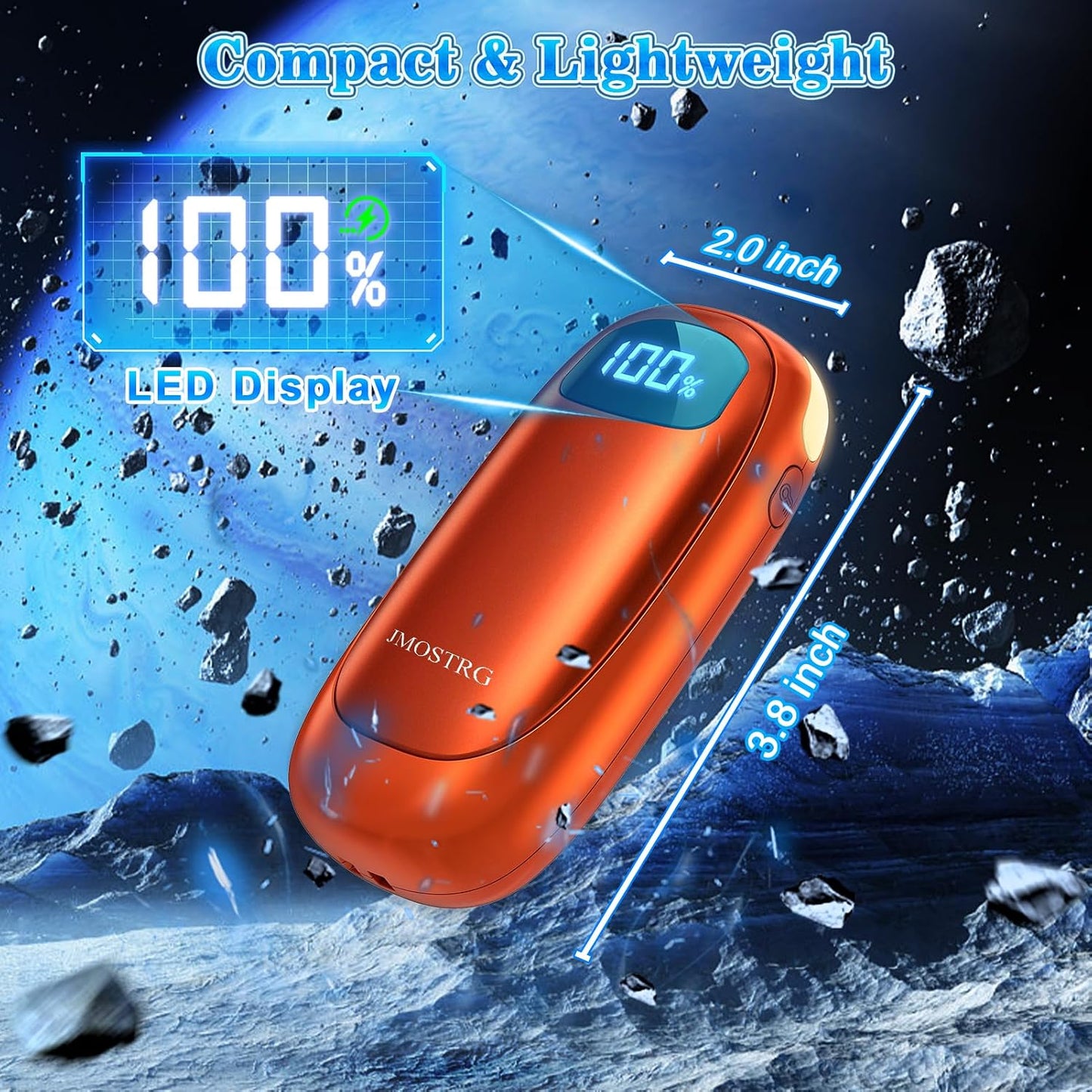 Hand Warmers Rechargeable, Electric Dual-Sided Heating with LED Display & Flashlight, Max 127℉, 13Hrs Long Lasting Pocket Heater for Raynauds, Golf, Hunting, Camping, Birthday Gifts for Men Women