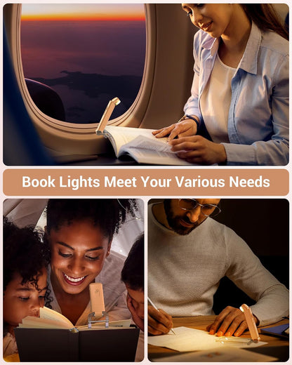 DEWENWILS USB Rechargeable Book Reading Light, 3000K Warm White, Brightness Adjustable Clip on LED Bookmark Lamp at Night in Bed, Portable Booklight for Bookworms, Kids