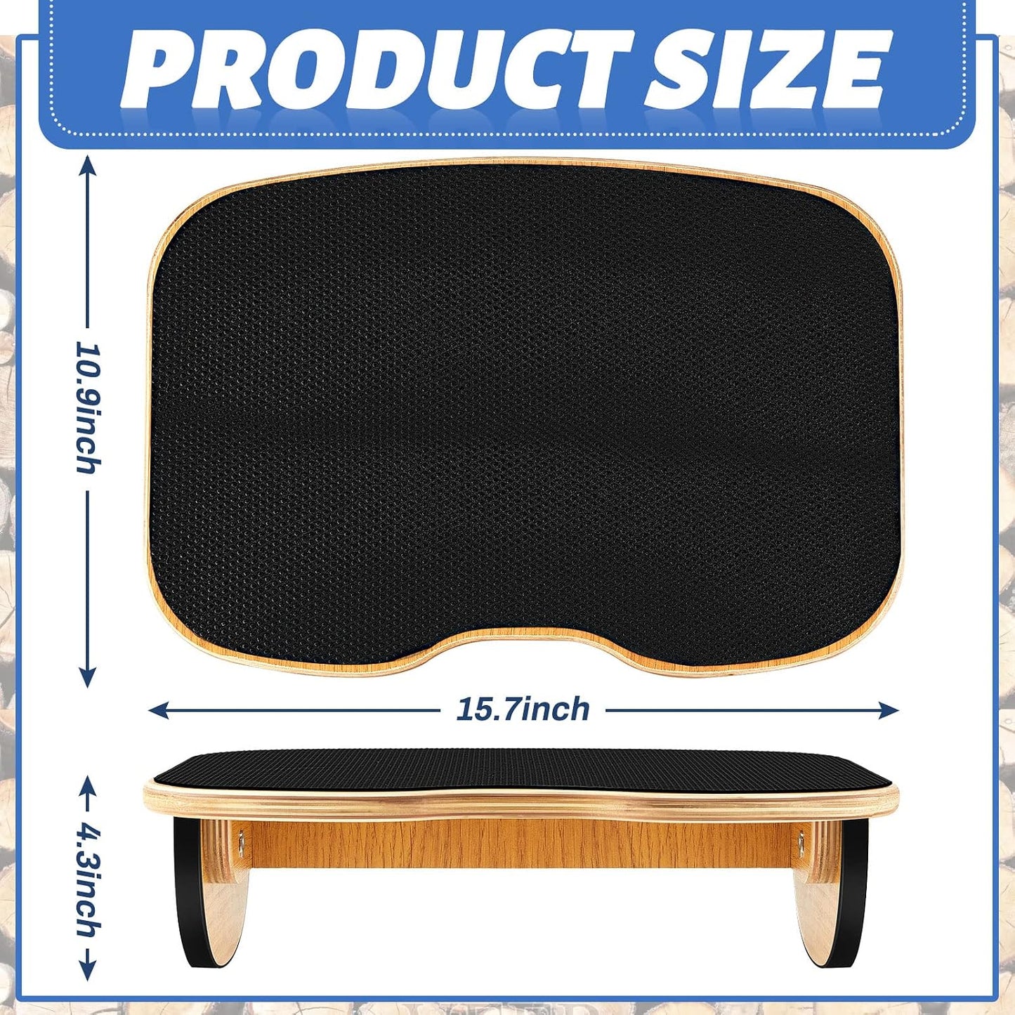 Ergonomic Wood Foot Rest for Enhanced Circulation Under Desk Wood Footrest Stool Rocker Balance Board for Supporting Relieving Leg Pressure, Home and Office Use, 15.8 x 11 x 4.3 Inches