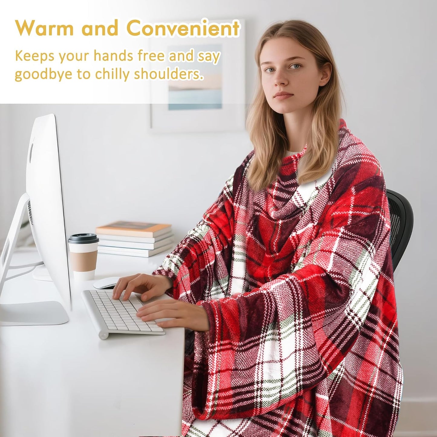 Catalonia Wearable Blanket with Sleeves & Foot Pocket for Adults | Soft Fleece Throw Wrap with Hands-Free Comfort, Perfect for Reading, TV Time & Relaxing, Christmas Gift for Women & Men