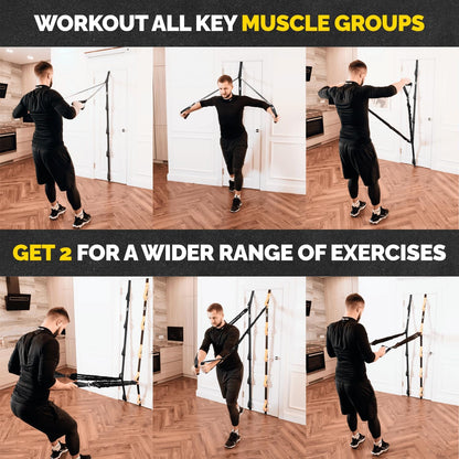 Door Anchor Strap for Resistance Bands with 5 Loops and Metal D-Rings | Fits most doors and resistance bands, 5 anchor points, reinforced nylon, tool-free setup, full-body workout versatility