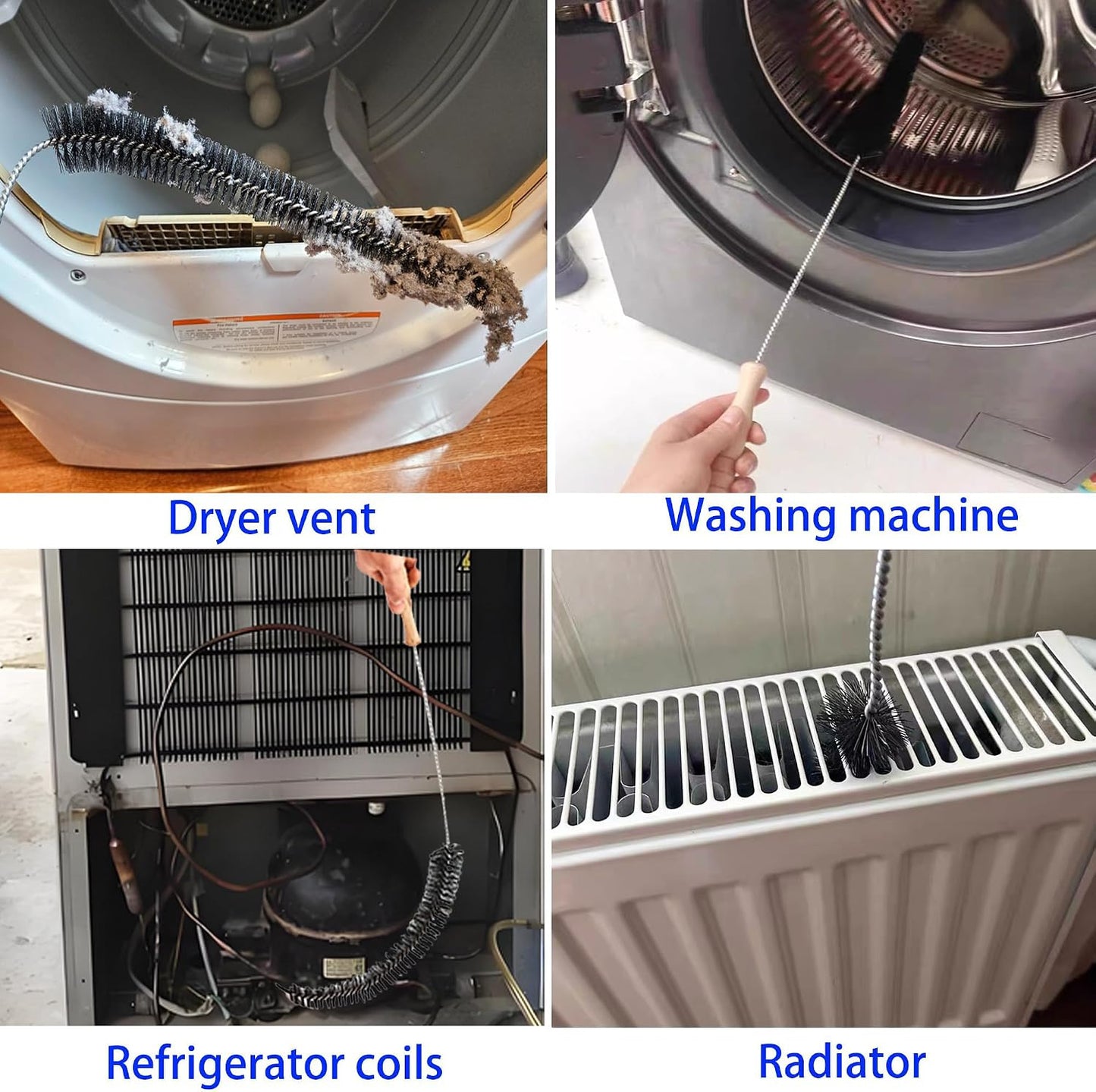 10PCS Dryer Vent Cleaner Kit, Flexible Brush with 8 Attachments & Microfiber Cloth for Deep Cleaning Lint/Dust in Dryer, Washer, Duct, Vent, Filter & Narrow Gaps of Kitchen Appliances