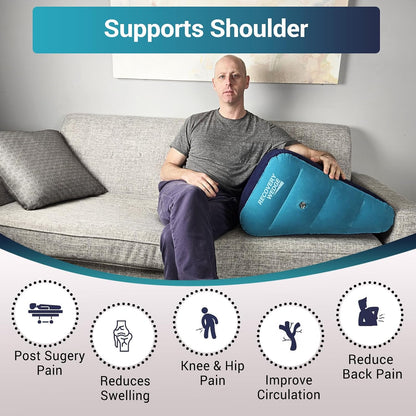 Leg Elevation Pillow by Recovery Wedge, Inflatable Wedge Pillow for Sleeping and Post-Surgical, Improve Circulation and Reduce Swelling, Speed Injury Recovery. (Large triangle)