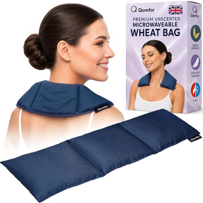 Qomfor - Microwavable Heating Pad - Mauve - 3-Chamber Design Heat Pack - Therapeutic Heat Wrap for Neck, Shoulders & Period Cramps Pain Relief - Reusable Hot/Cold Therapy Bag