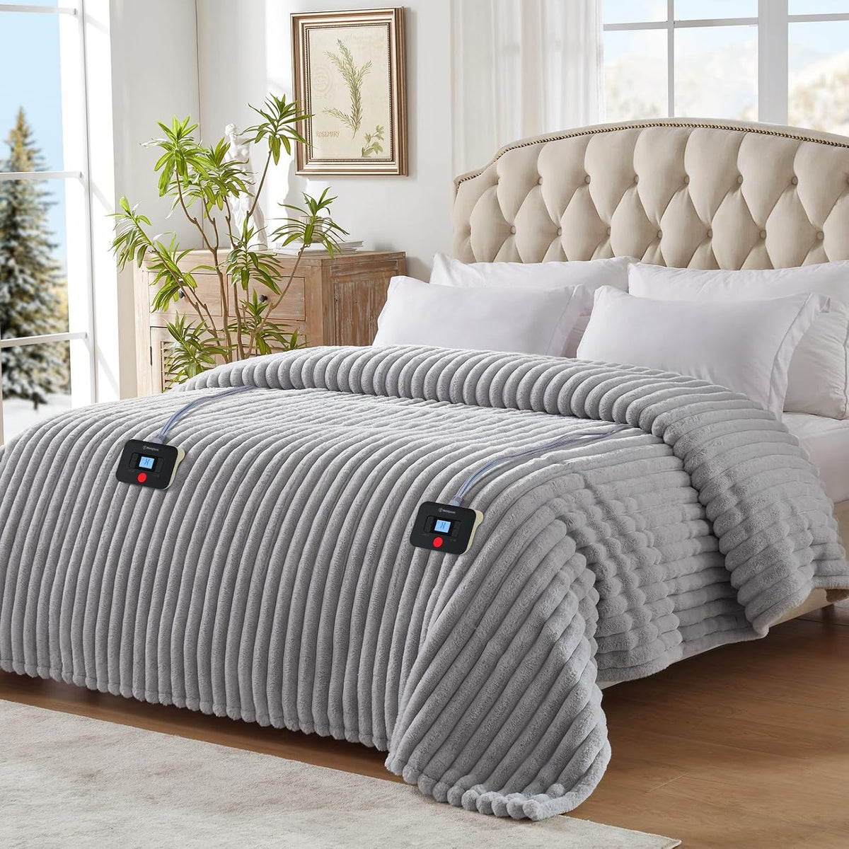 Westinghouse Heated Throw Blanket, 50"x60", Charcoal, ETL Certified