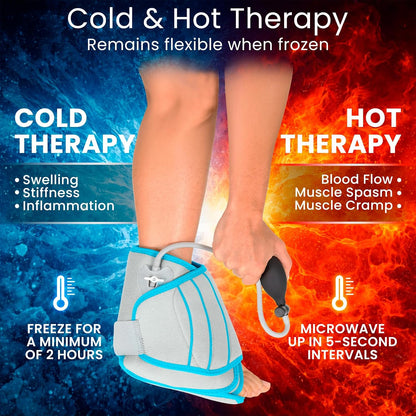 Vive Compression Ankle Ice Pack Wrap for Foot Pain Relief - Soft Cold Brace for Recovering Injuries - Support for Swelling, Sprains, & Fractures - Filled with Reusable Gel, Fits Small & Large Feet