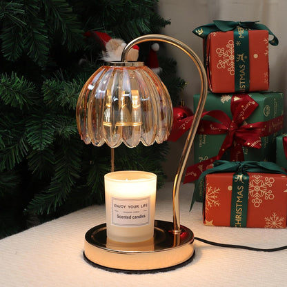 Electric Candle Warmer Lamp with Timer & Dimmer, Gray Tulip Lampshade