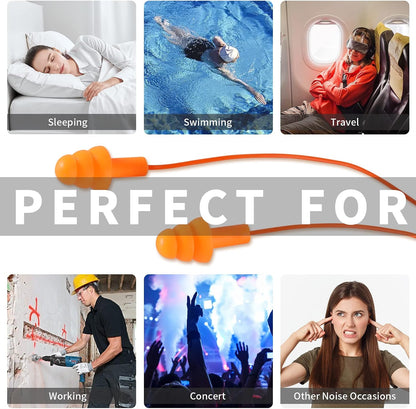 Silicone Earplugs for Swimming, Sleeping, Snoring, Work, Concerts - Noise Cancelling, Reusable Ear Protection, 8 Pairs