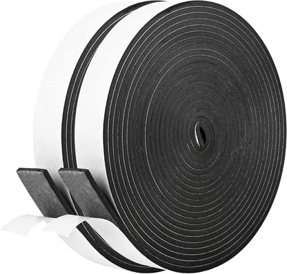 Kikerike Self Adhesive Foam Tape Weatherstrip 1/2In x 1/4In x 42Ft High Density Foam Insulation Strips Seal Weather Stripping with Strong Adhesive for Door and Window Sound Isolation Soundproofing