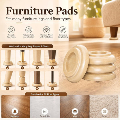 Caster Cups,Piano Caster Cups Furniture Coasters for Hardwood Floors Wood Floor Protectors for Furniture Piano Floor Protectors (Natural)