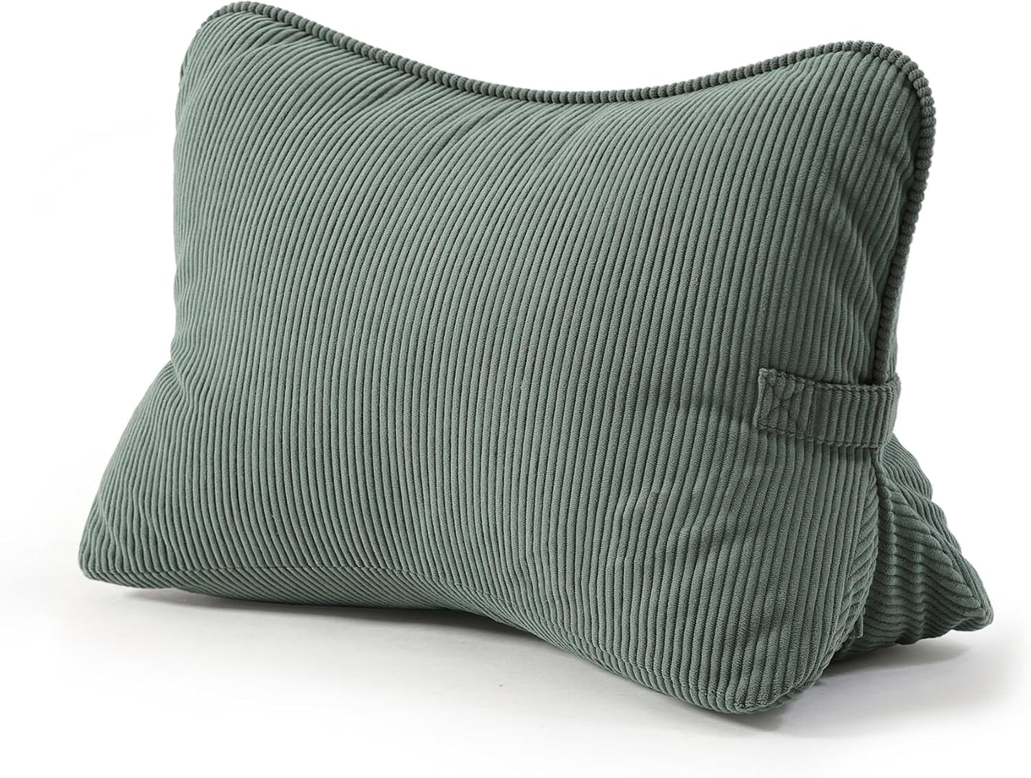 Pat. Pend. Corduroy Lumbar Support Back Pillow for Watching TV, Reading & Gaming, Ergonomic Triangle Support Cushion for Sofa, Armchair & Bed Sitting, Removable Washable Cover, Beige Gray
