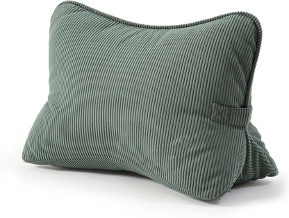 Pat. Pend. Corduroy Lumbar Support Back Pillow for Watching TV, Reading & Gaming, Ergonomic Triangle Support Cushion for Sofa, Armchair & Bed Sitting, Removable Washable Cover, Beige Gray