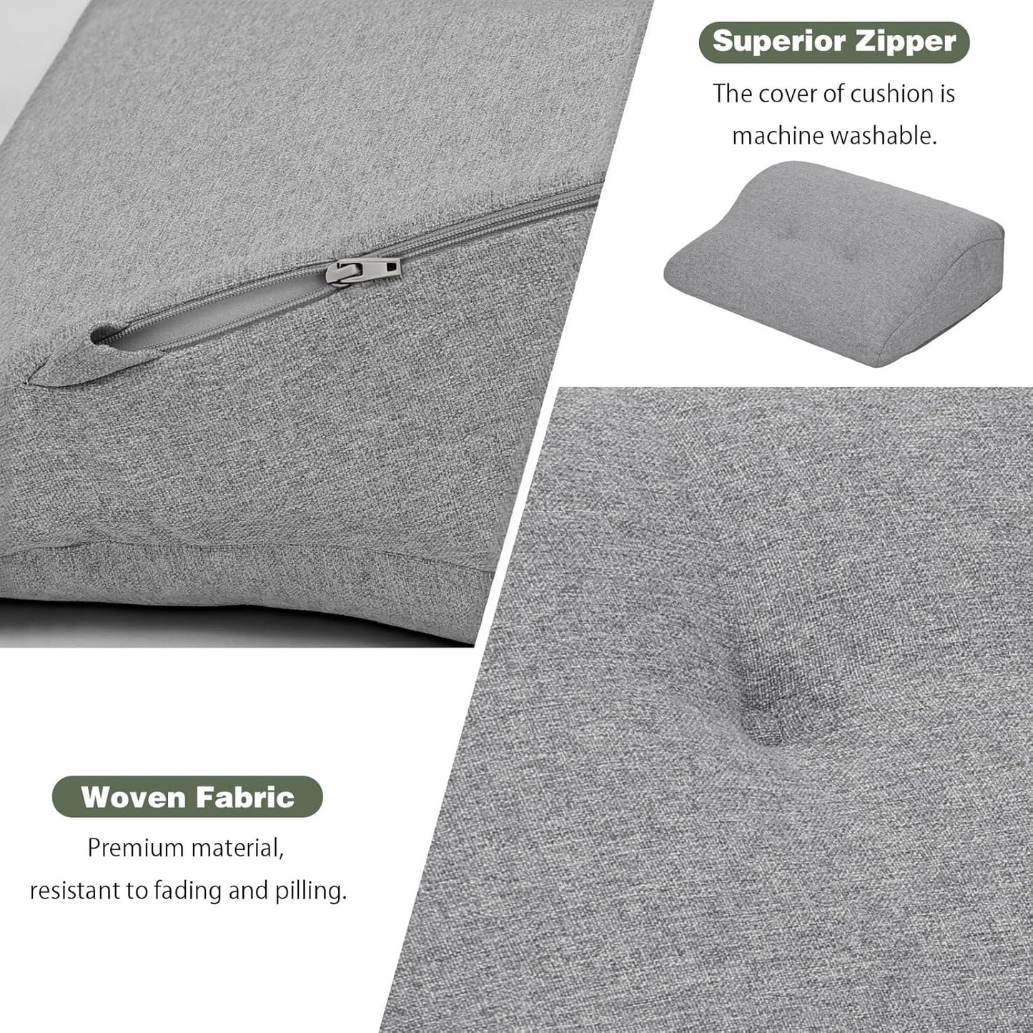 baibu Patented Dual-Layer Memory Foam Lumbar Pillow for Recliner, Brown | Large ergonomic back support for recliners, sofas and gaming chairs, with a removable machine-washable cover.
