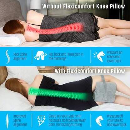 Thick Extra Firm Knee Pillow for Side Sleepers - Memory Foam Leg Pillow for Hip, Back & Knee Support, Large Between-the-Knees Cushion, Removable Layers & Strap