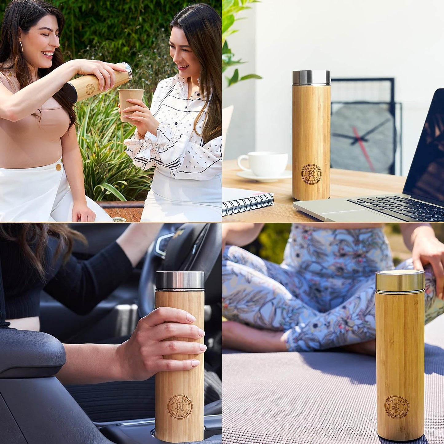 Leaflife Premium Bamboo Tea Infuser Bottle for Loose Tea - Tea Gifts