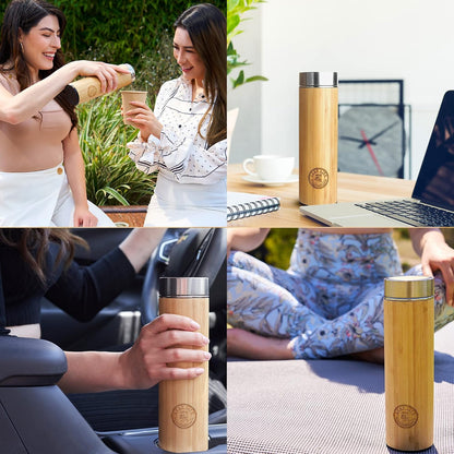 Leaflife Premium Bamboo Tea Infuser Bottle for Loose Tea - Tea Gifts