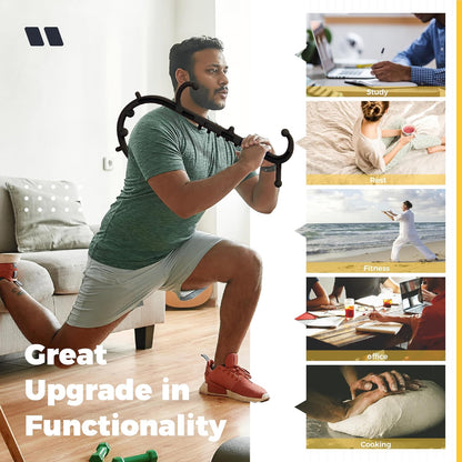 Deep Tissue Back & Neck Massager - Back Massager Stick for Pain Relief, Muscle Knot Remover, Trigger Point Massage Tool for Full Body, Shoulders, Legs - Pressure Point Massage Tool (Blue)