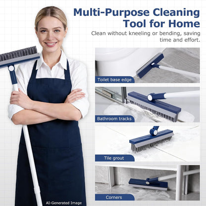 IVYROLL Grout Brush with Long Handle, Grout Cleaner Brush for Tile Floors | Stiff Bristles for Crevice, Tile Line, Shower, Kitchen, Bathroom