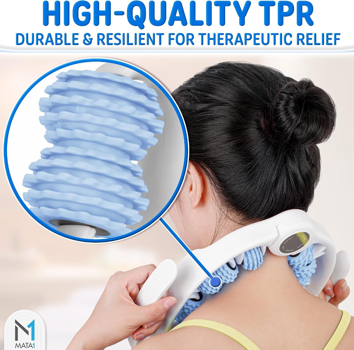 Cellulite Massage Roller - Handheld Fascia Massager for Legs, Thighs, Buttocks & Belly - Blue - Deep Tissue Massage Tool with Detachable Handles for Lymphatic Drainage & Muscle Recovery - by Mata1