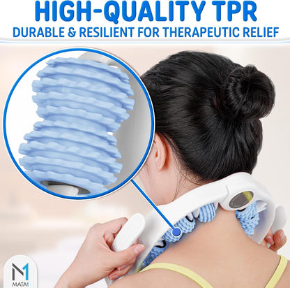 Cellulite Massage Roller - Handheld Fascia Massager for Legs, Thighs, Buttocks & Belly - Blue - Deep Tissue Massage Tool with Detachable Handles for Lymphatic Drainage & Muscle Recovery - by Mata1