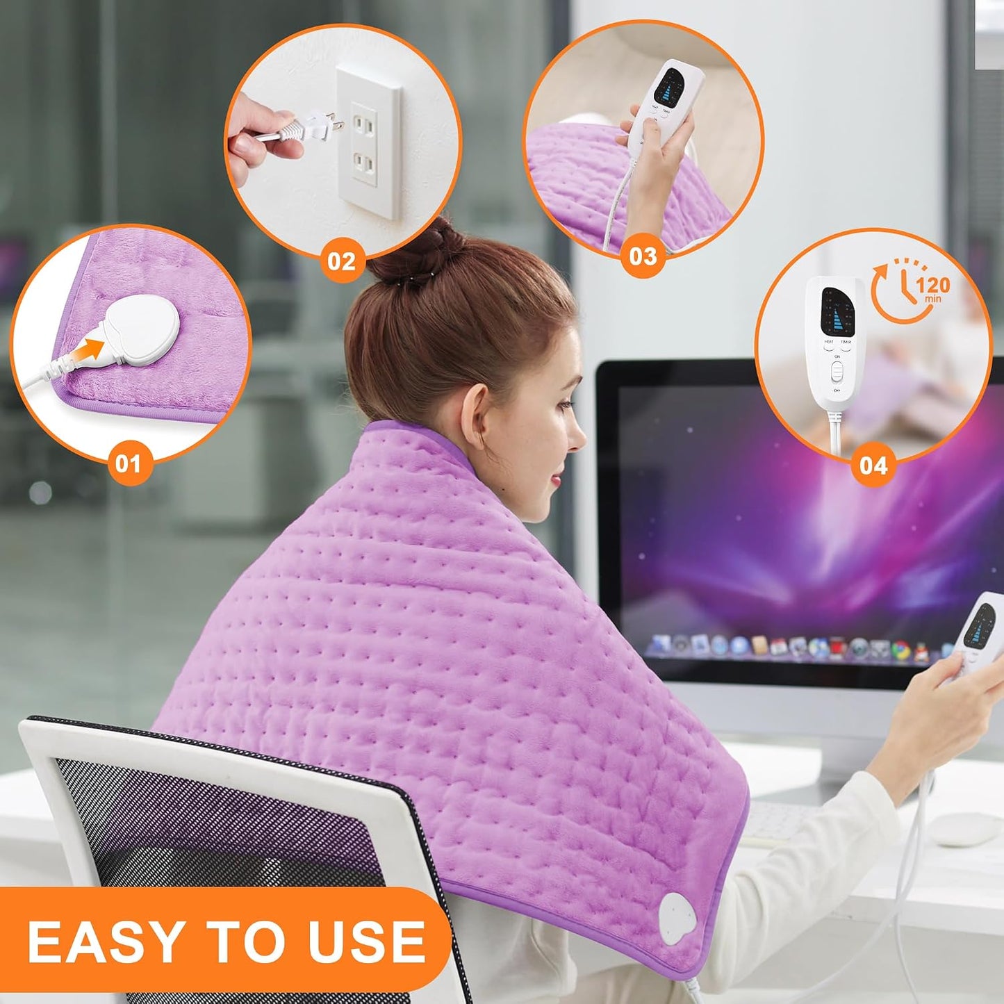 Heating Pad,Heated Blanket,Heating Pad for Back Neck,Grey,24x12 Inch | Electric Heating Pad,Dry/Moist Heat Heating Pads,Heating Pads for Shoulder,Abdomen,Heat Pad for Women Men,Birthday Gift