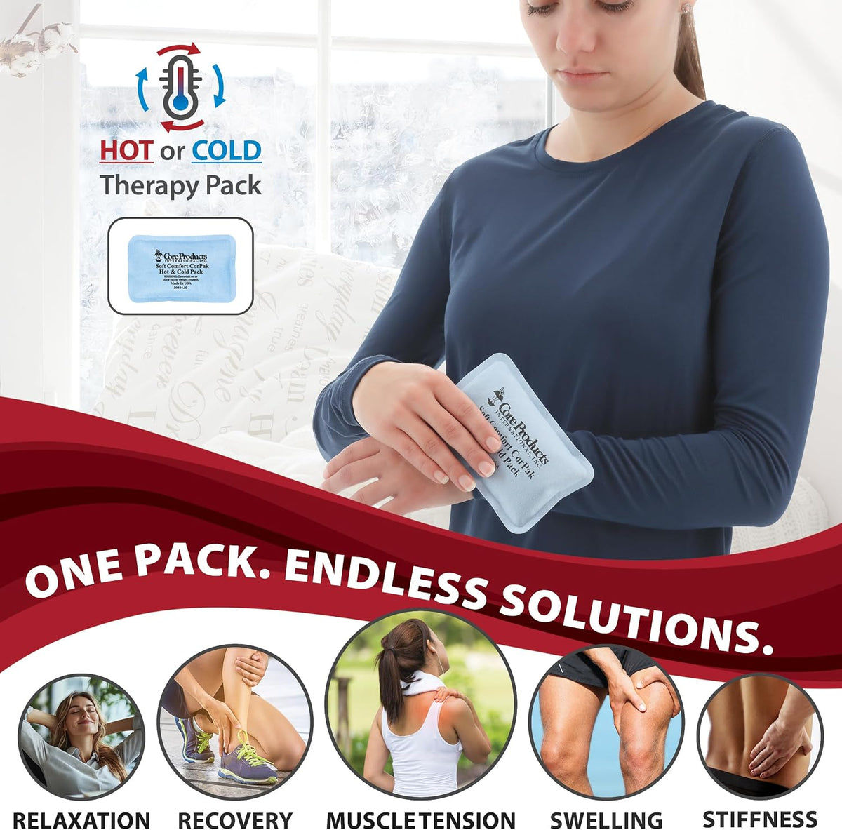 Reusable Hot & Cold Therapy Pack for Knee Back & Shoulder Pain-Trisectional