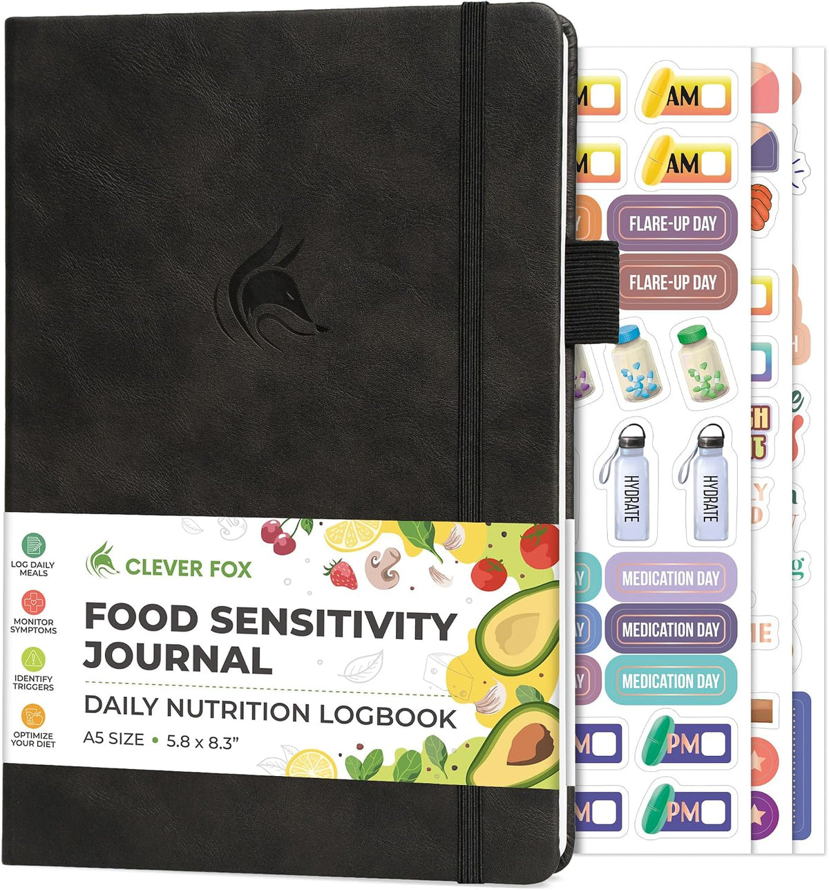 Clever Fox Food Sensitivity Journal & Symptom Diary, 8.5x11 Purple
