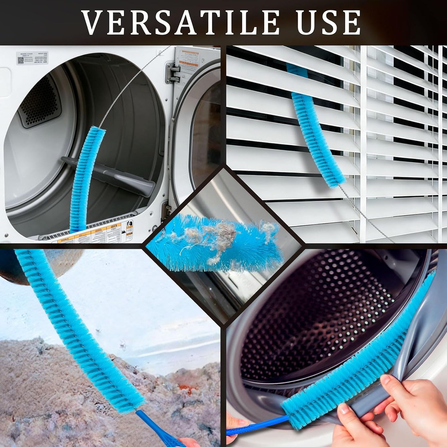 Dryer Vent Cleaner Kit, Vacuum Hose & Brush for Lint Trap Cleaning | Flexible Dryer Vent Cleaning Hose with Brush Attachment, Universal Vacuum Adapter for Deep Dryer Lint Trap Removal