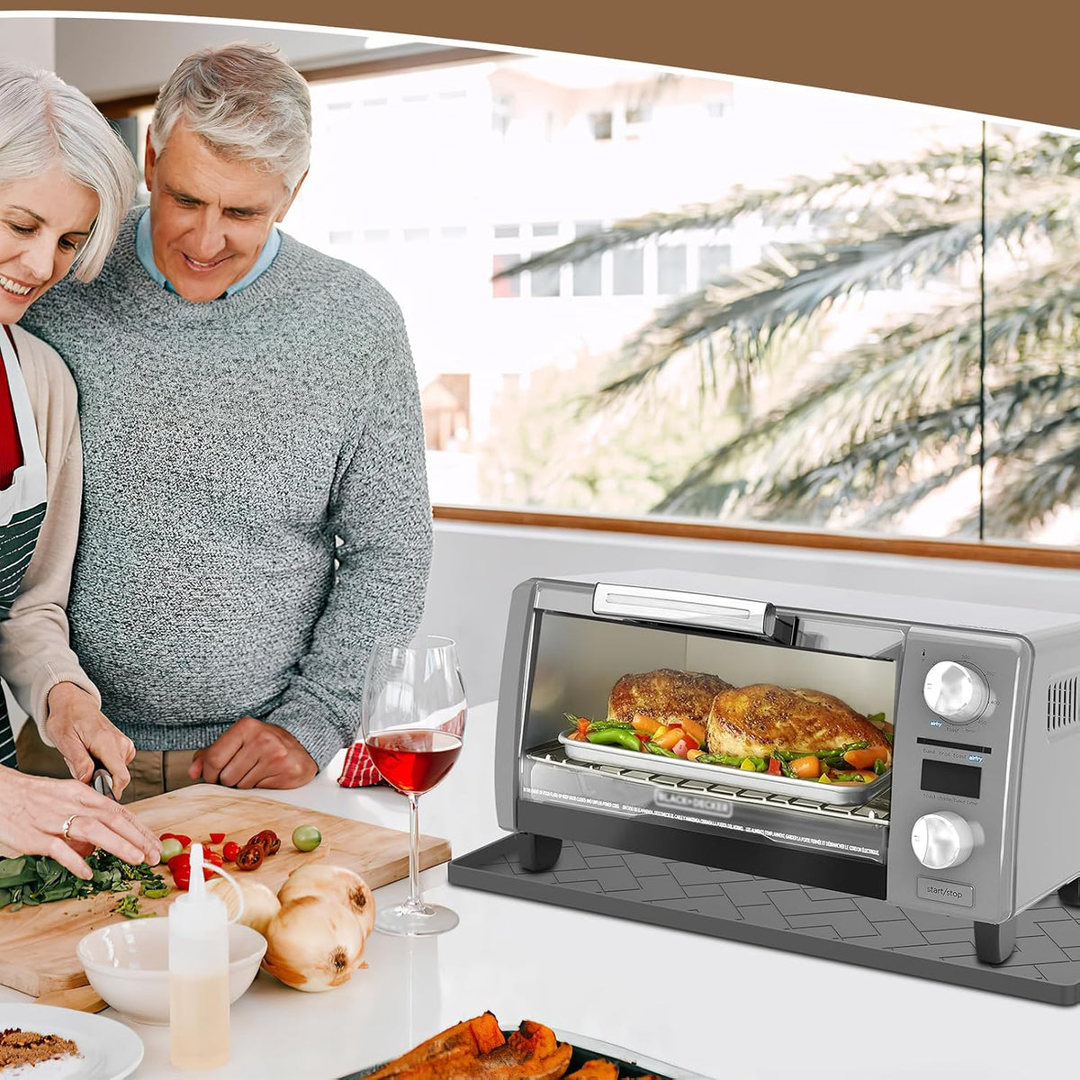 Silicone Heat Resistant Mat For Air Fryer-18''x15''x0.5''Perfect for Ninja,Cosori,Chefman and Most Air Fryers Bottom Silicone air fryer accessories-Protects Countertops From Damage and Scratches