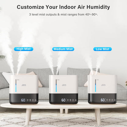 JRD Humidifiers 4L for Bedroom, Cool Mist Humidifier for Large Room, 40H Runtime, Night Light, 360° Nozzlefor Home, Office, Baby Nursery, Plants