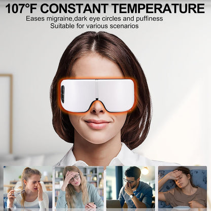 Eye Massager with Heat, Compression, Heated Sleep Mask, Mothers Fathers Day Birthday Gifts for Women Men, Massager Scalp for Eye Strain Relief, Foldable,Comfortable