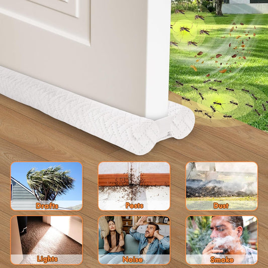 Premium Velvet Under Door Draft Stopper, Door Draft Stoppers for Bottom of Door with Double-Sided Windproof Seal, 30'' to 36'' Adjustable Gap Filler to Blocks Cold Air Light Dust Noise Drafts